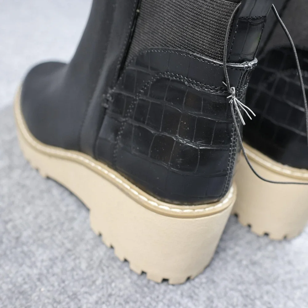 Dolce Vita Rancher Chelsea Boots Womens Size 7 Black Ankle Platform Lug‎ Sole